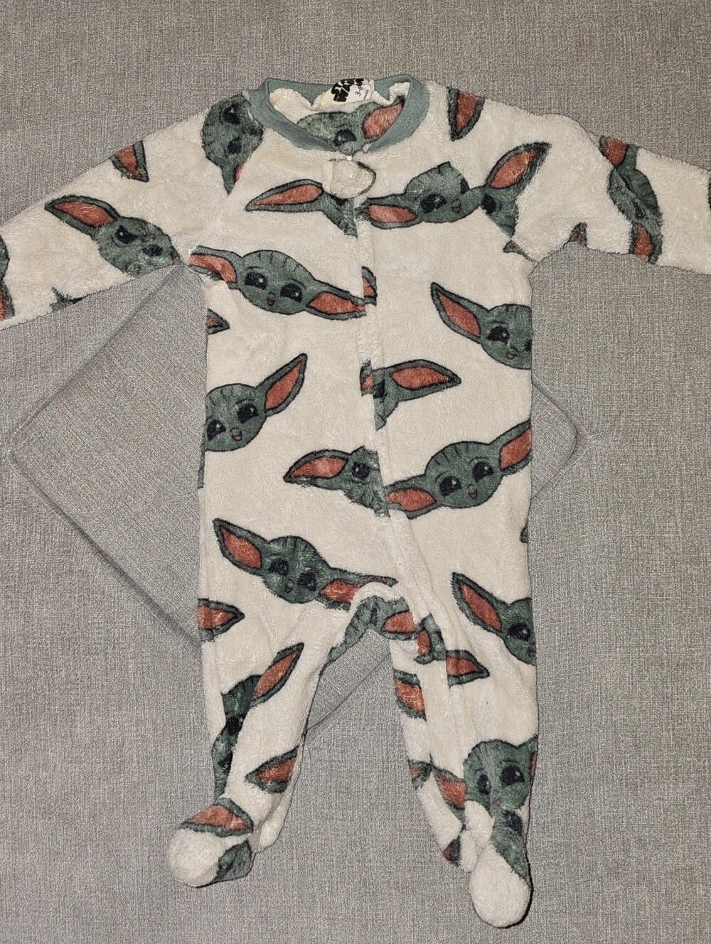 Star Wars Grogu Footies One-Piece Pajamas in Cream and Green